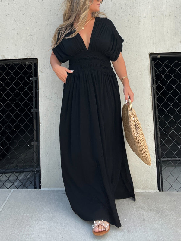 Lightweight Maxi Dress V Neck Side Slit