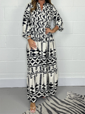 Casual Aztec Maxi Dress Cotton Blend Comfortable Fit