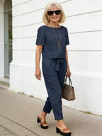 Lightweight Cotton Blend Two Piece Relaxed Fit Suit