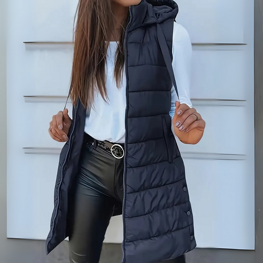 Mitchelle™ Women's Long Sleeveless Casual Puffer Vest