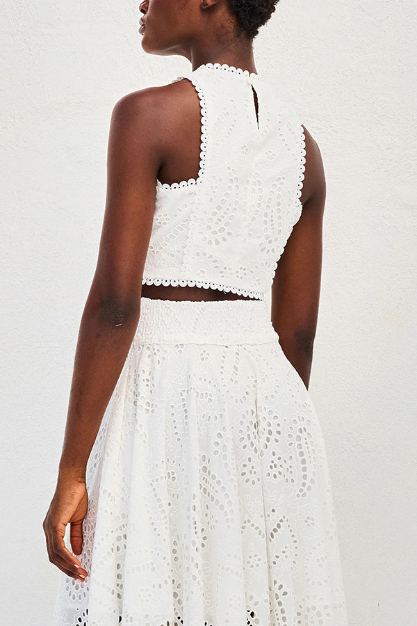 Larissa™ Embroidered Blouse & High-Waisted Maxi Skirt Ensemble