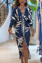 Eva | Sun Escape Unique Print Dolman Midi Dress
