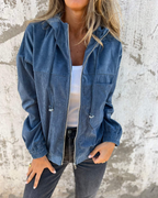 Elara | Oversized Corduroy Zip Hoodie Jacket