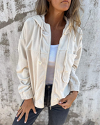 Elara | Oversized Corduroy Zip Hoodie Jacket