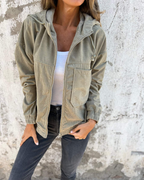 Elara | Oversized Corduroy Zip Hoodie Jacket