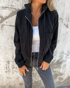 Elara | Oversized Corduroy Zip Hoodie Jacket