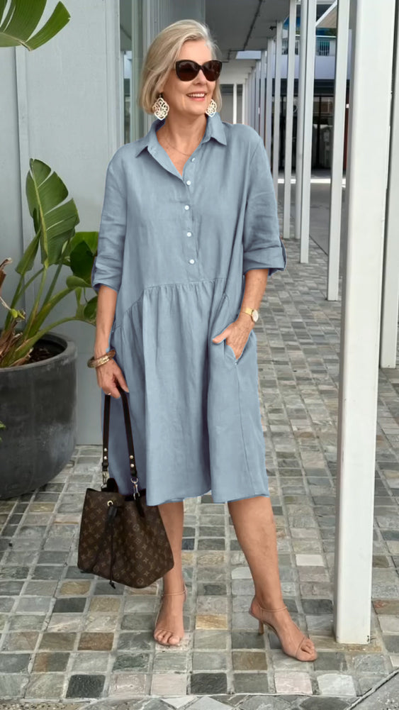 Lightweight Cotton Linen A Line Casual Dress