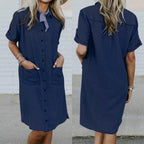 Relaxed Fit Denim Shirt Dress Lightweight Soft Fabric