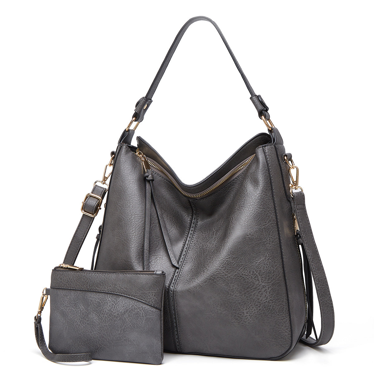 Soft Leather Hobo Tote Bag with Hidden Anti Theft Pocket