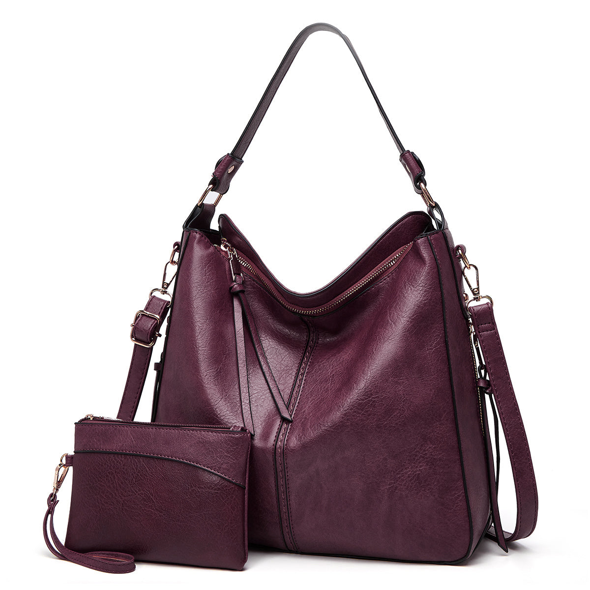 Soft Leather Hobo Tote Bag with Hidden Anti Theft Pocket