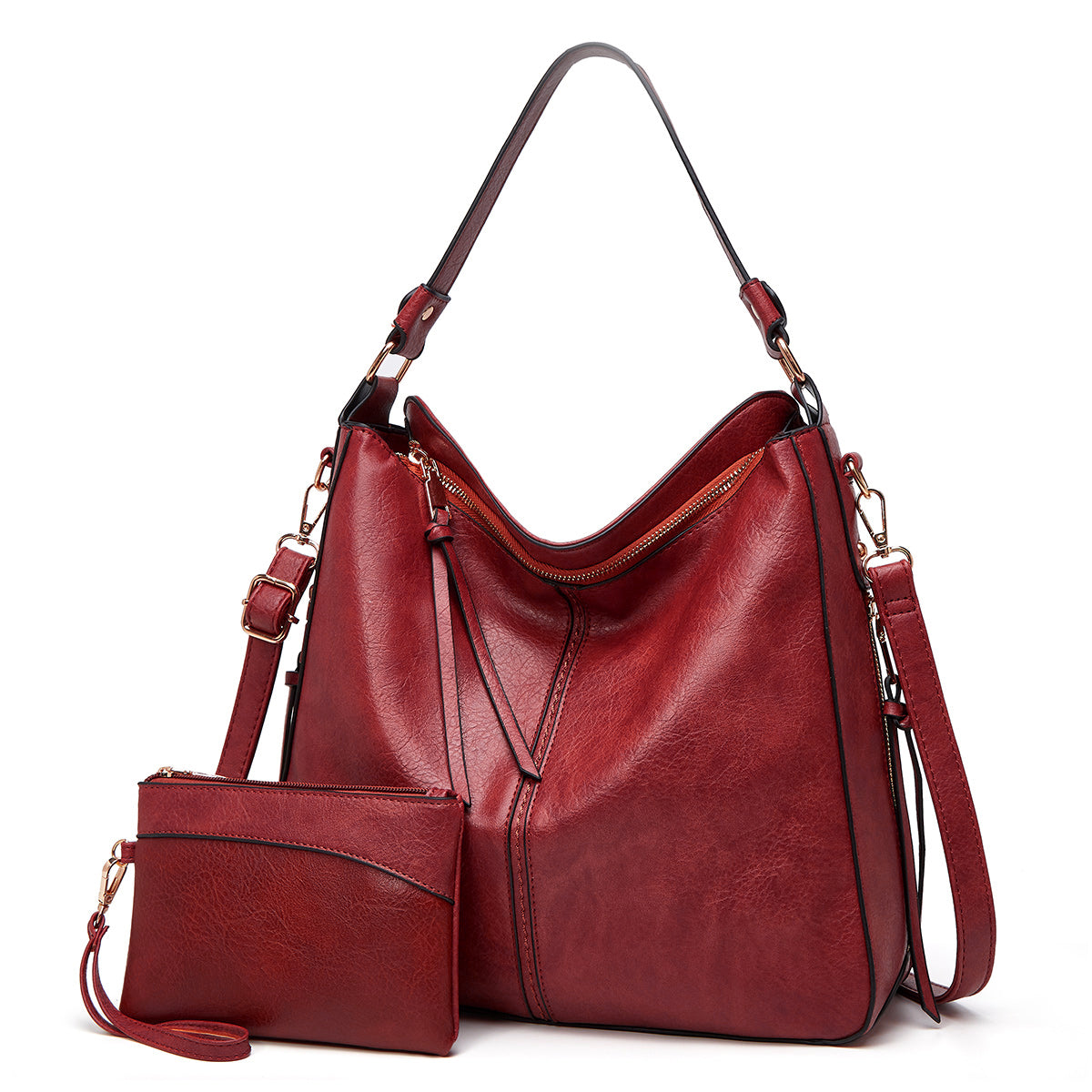 Soft Leather Hobo Tote Bag with Hidden Anti Theft Pocket
