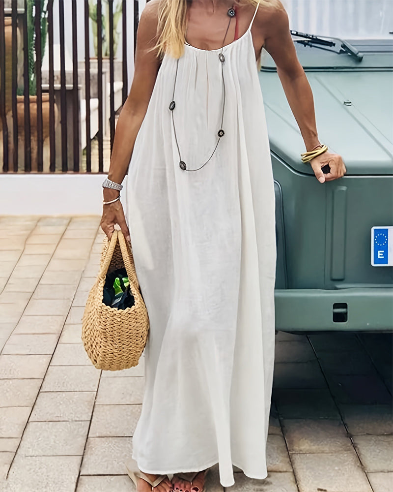Adjustable Strap Maxi Dress Lightweight Flowing Fit