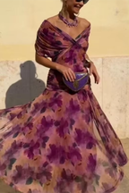 Louise | Chic V-Neck Maxi Dress for Elegant Parties