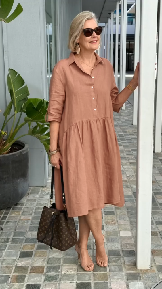 Lightweight Cotton Linen A Line Casual Dress
