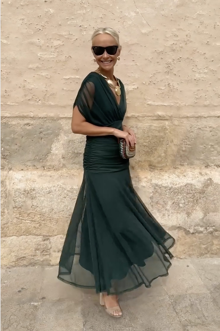 Louise | Chic V-Neck Maxi Dress for Elegant Parties