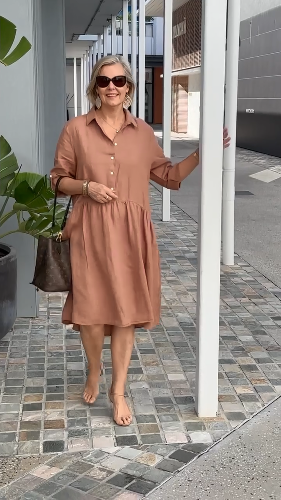 Lightweight Cotton Linen A Line Casual Dress