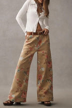 Floral Wide Leg High Waist Casual Pants