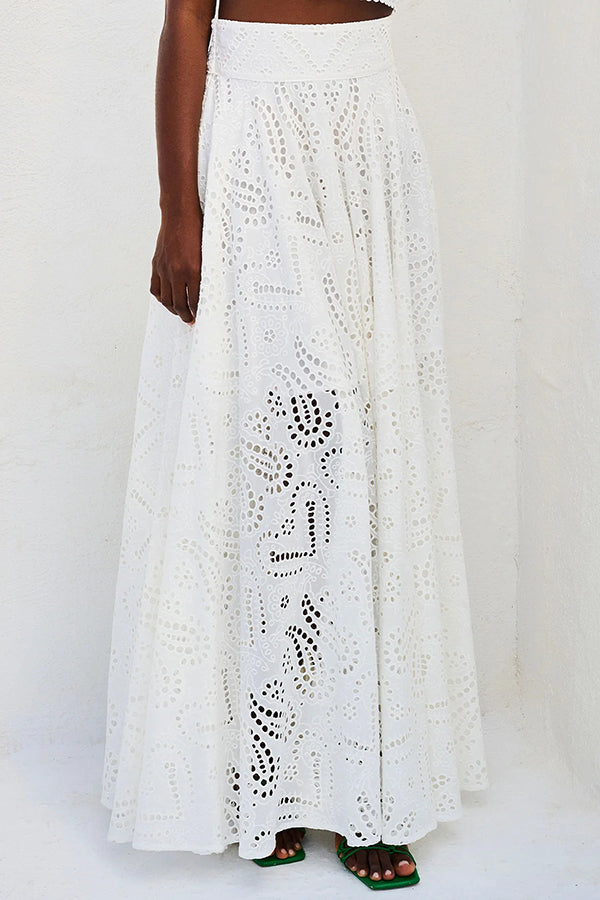 Larissa™ Embroidered Blouse & High-Waisted Maxi Skirt Ensemble