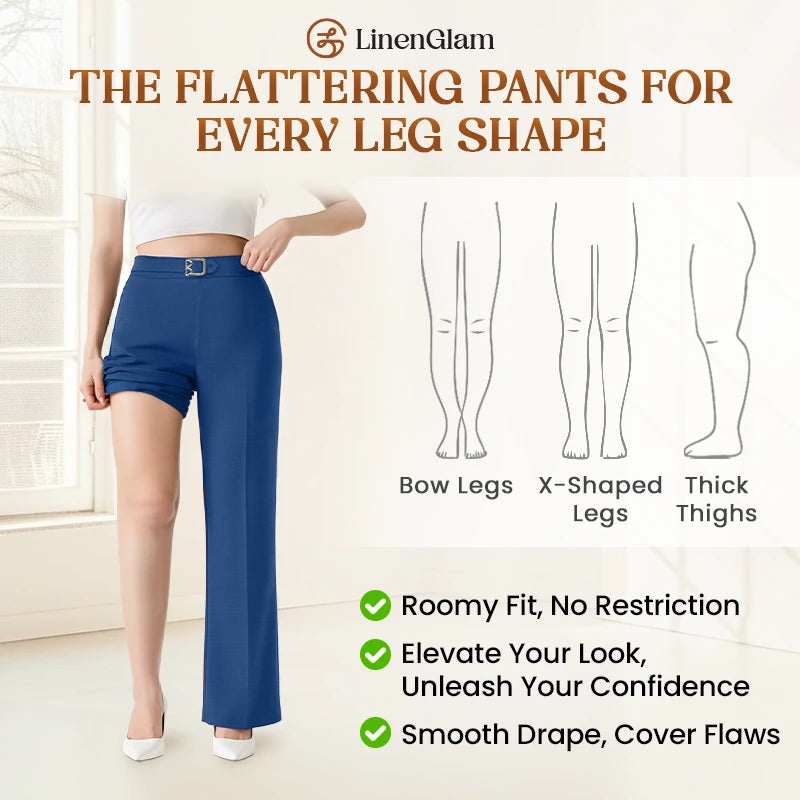 LinenGlam - Women's All-Season Wide Leg Linen Pants