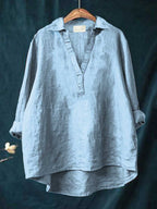 Andrea | Elegant Linen Summer Blouse