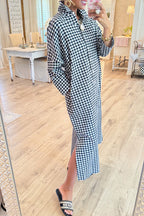 Soft Cotton Gingham Maxi Dress Relaxed Fit Casual Wear