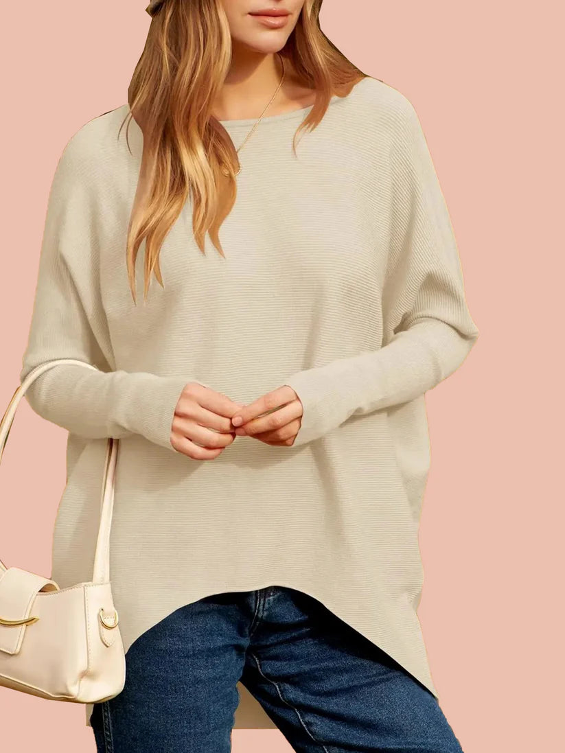 Oversized Ribbed Knit Pullover Lightweight Soft Sweater