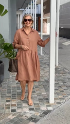 New Women's Cotton Linen Casual Dress
