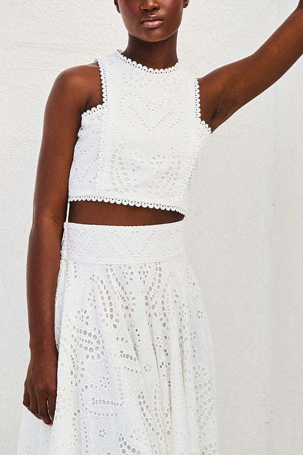 Larissa™ Embroidered Blouse & High-Waisted Maxi Skirt Ensemble