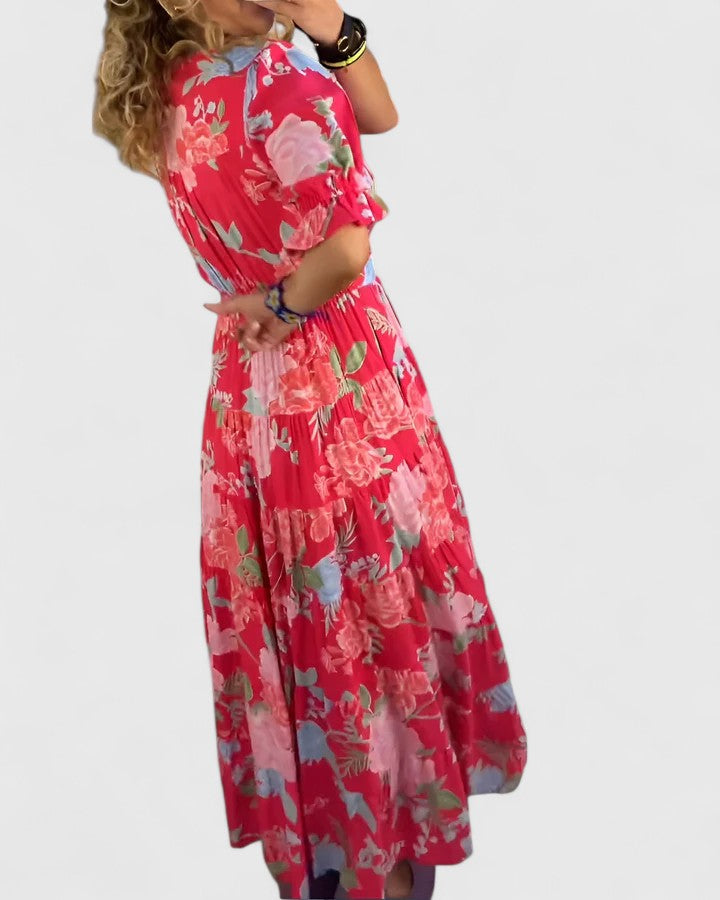 Minelda – V-Neck Floral Dress