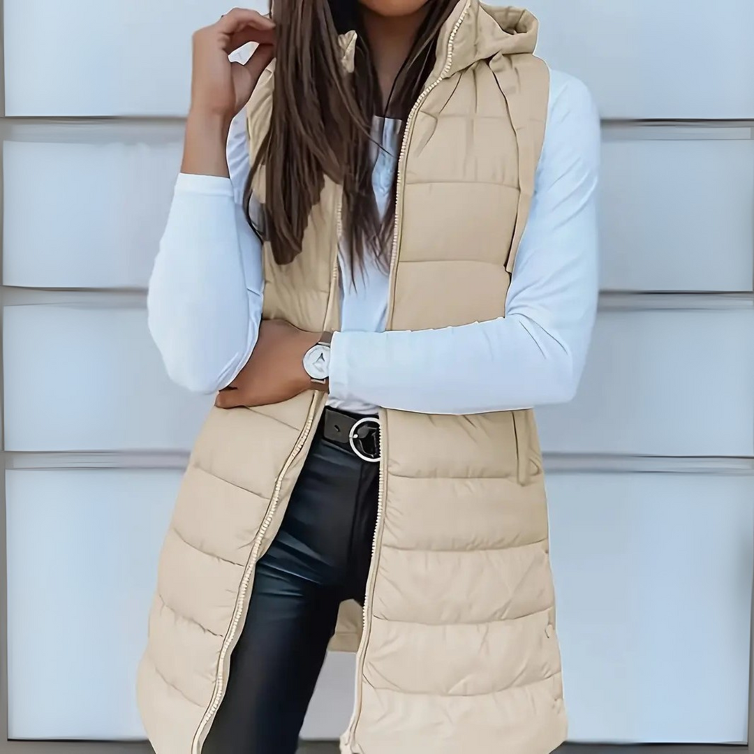 Mitchelle™ Women's Long Sleeveless Casual Puffer Vest