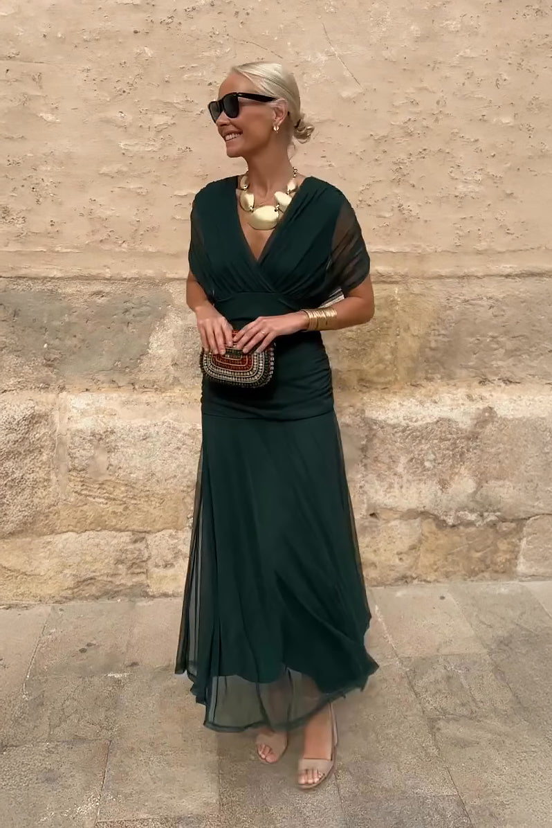 Louise | Chic V-Neck Maxi Dress for Elegant Parties