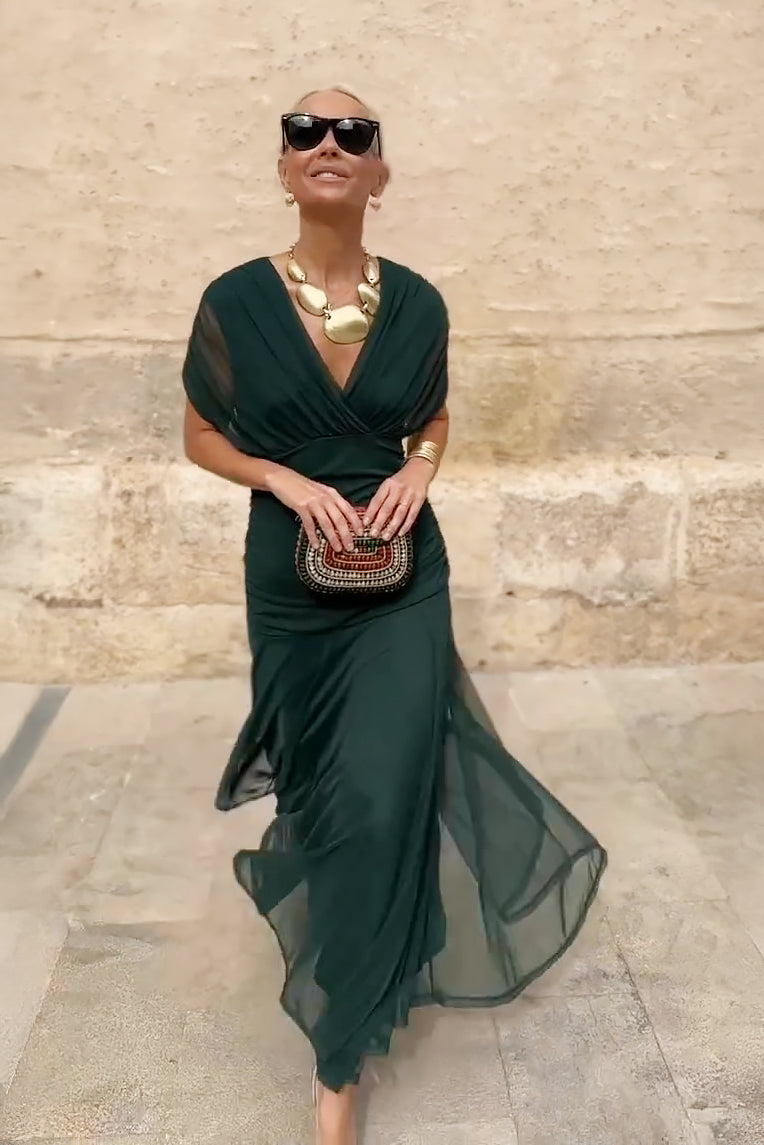 Louise | Chic V-Neck Maxi Dress for Elegant Parties