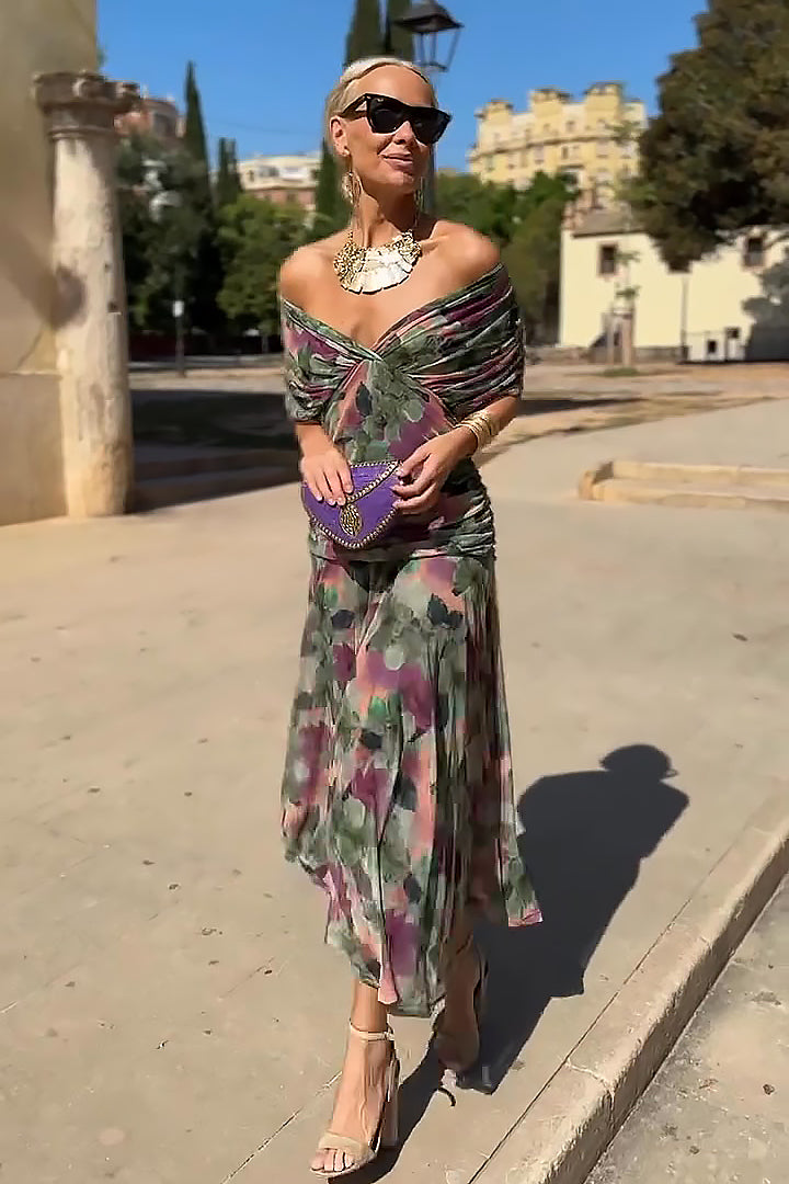 Louise | Chic V-Neck Maxi Dress for Elegant Parties
