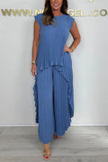 Sherry™ Pleated Midi Top with Wide-Leg Pants Ensemble