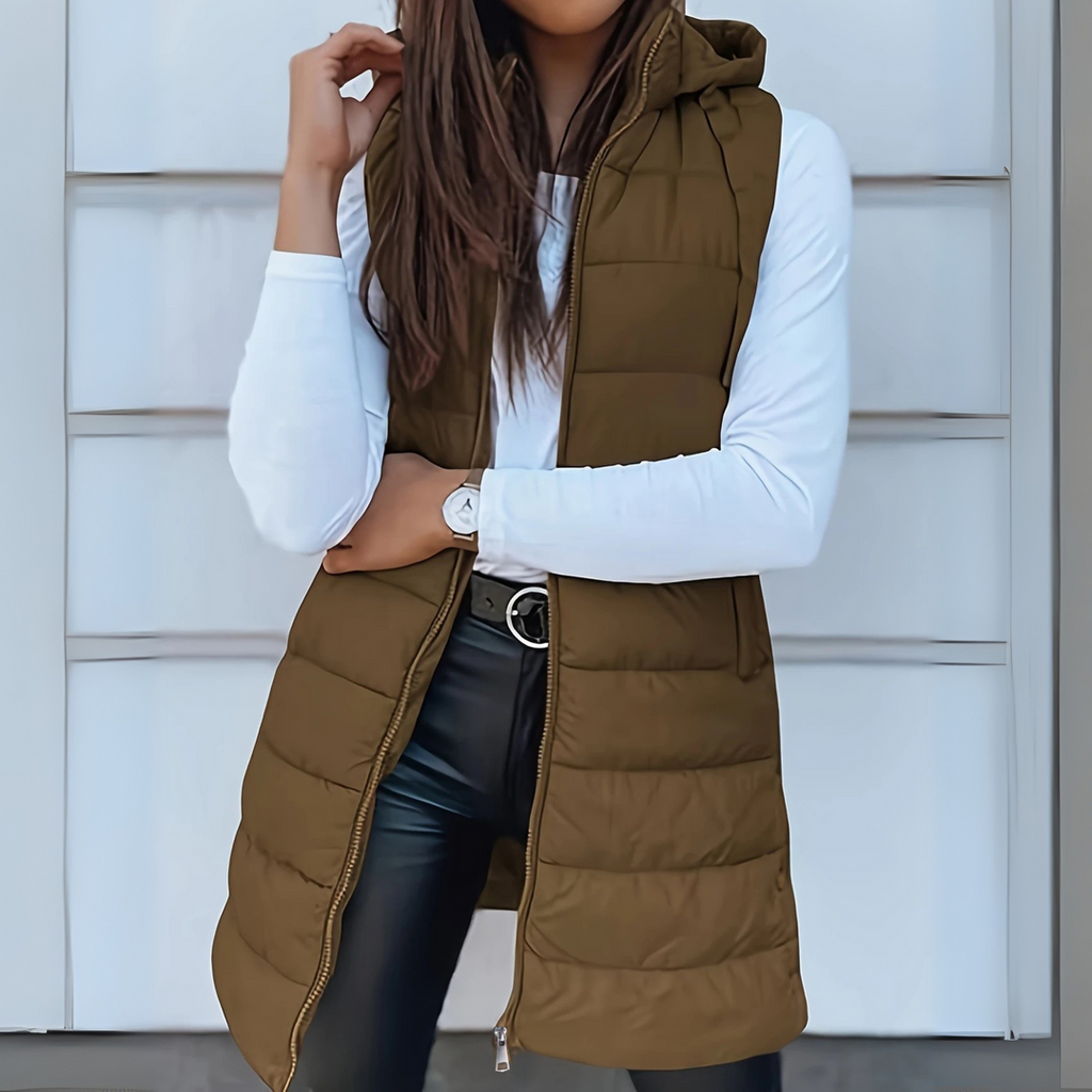 Mitchelle™ Women's Long Sleeveless Casual Puffer Vest