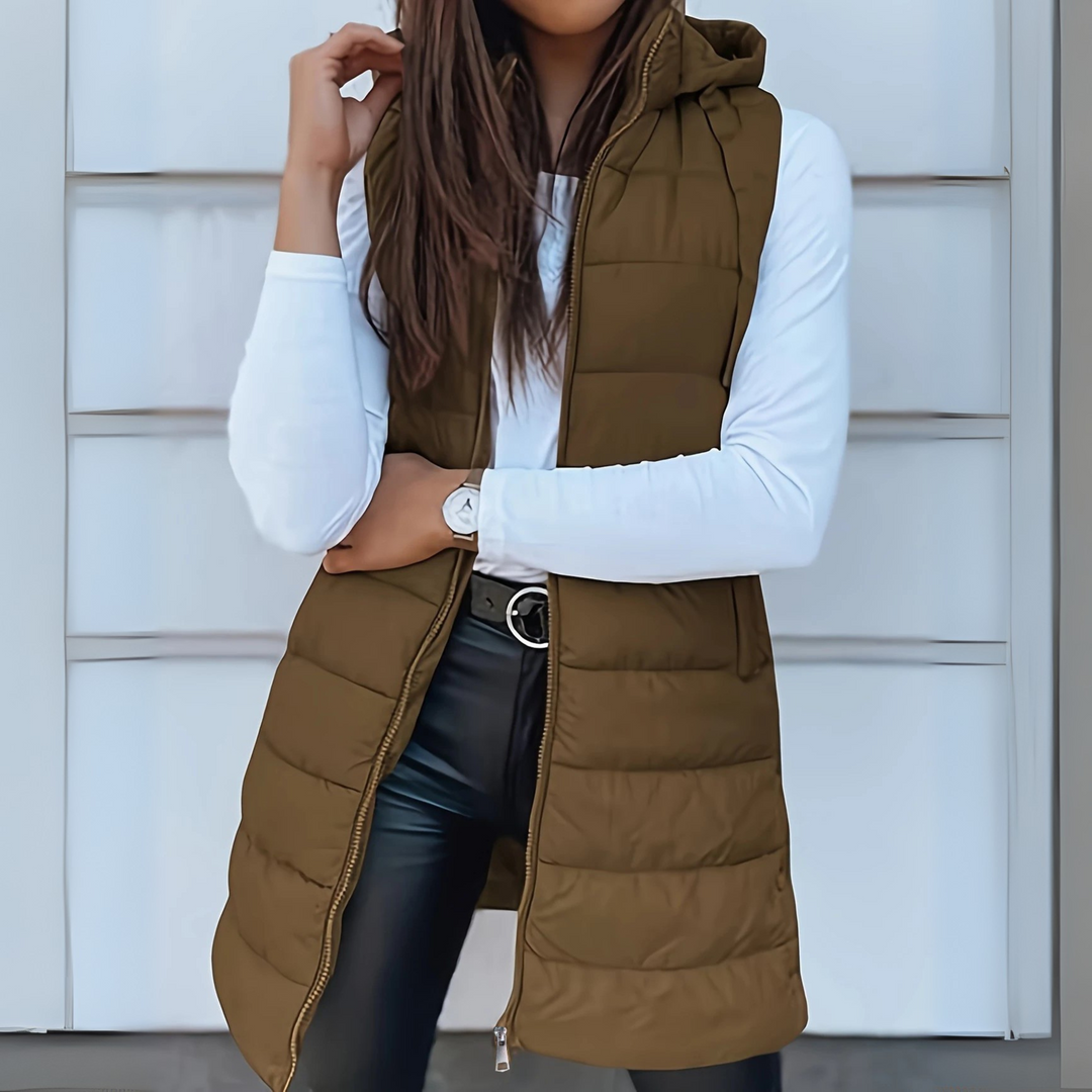 Mitchelle™ Women's Long Sleeveless Casual Puffer Vest