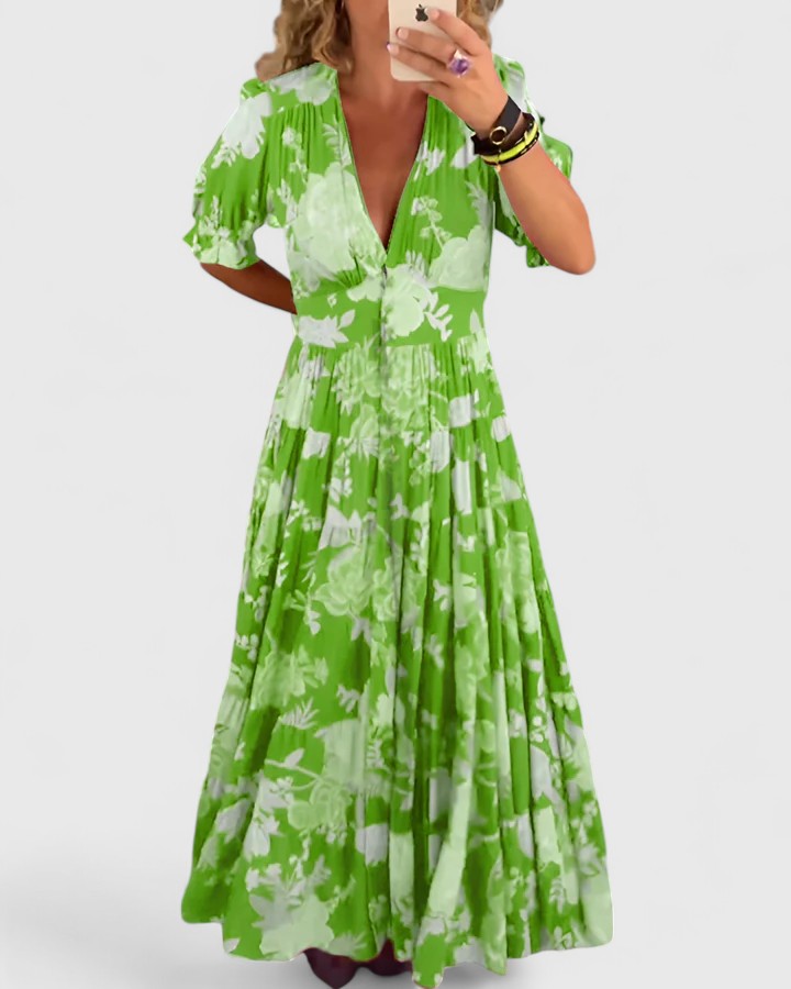 Minelda – V-Neck Floral Dress