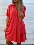 Lightweight Short Sleeve Dress Relaxed Fit Flared Silhouette