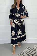 Floral Print Maxi Dress Lightweight Cotton Blend