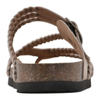 Braided Suede Sandals Flat Cork Natural Comfort