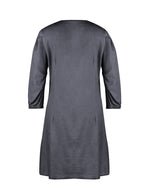 Soft Denim V Neck Dress Puff Sleeve Above Knee