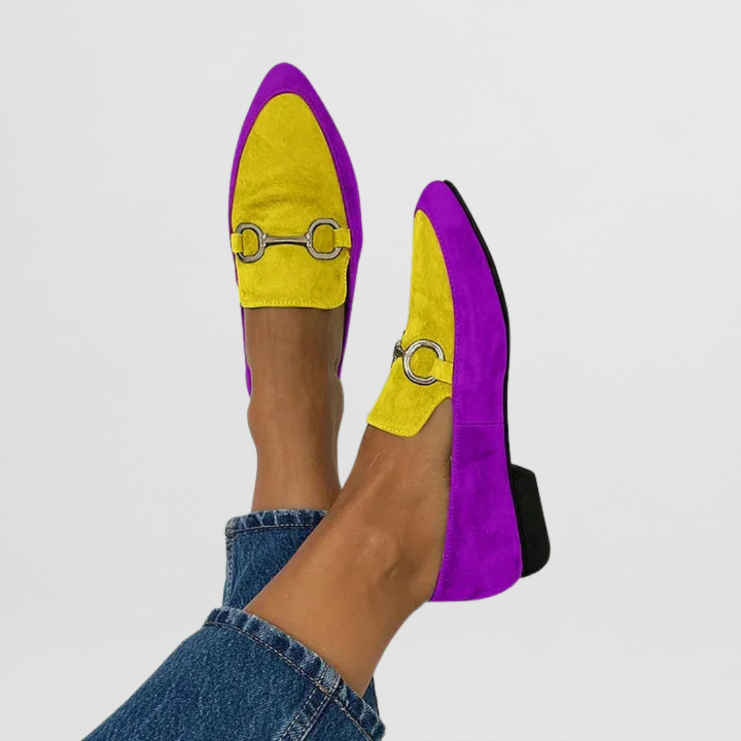 Suede Loafers with Metal Link Detail