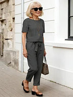 Lightweight Cotton Blend Two Piece Relaxed Fit Suit