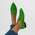 Suede Loafers with Metal Link Detail