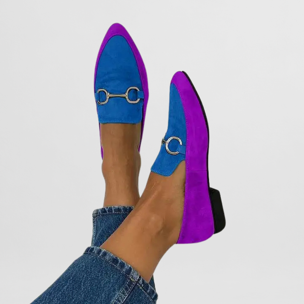 Suede Loafers with Metal Link Detail