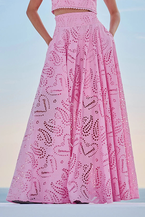 Larissa™ Embroidered Blouse & High-Waisted Maxi Skirt Ensemble