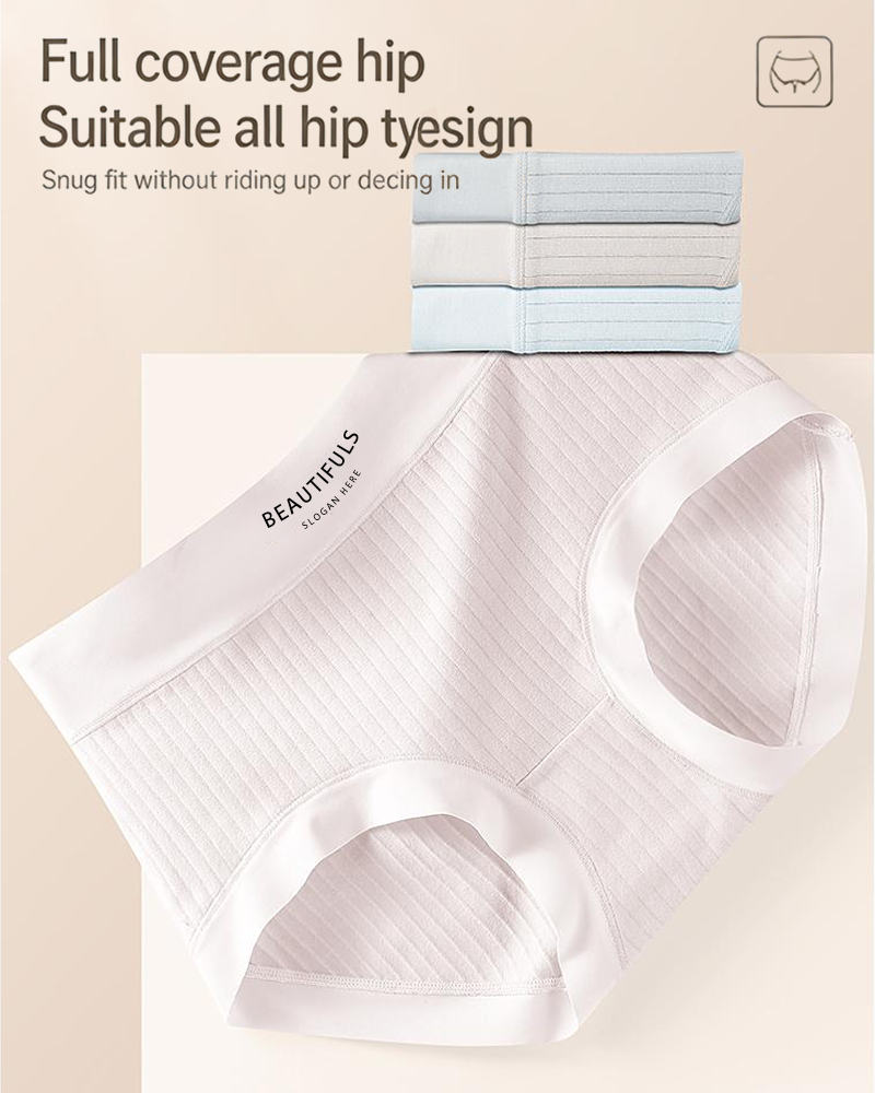 High-Waisted Cotton Antibacterial Underwear – Pack of 4