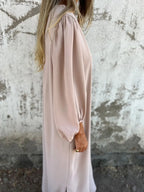 Loose Fit V Neck Balloon Sleeve Ankle Dress