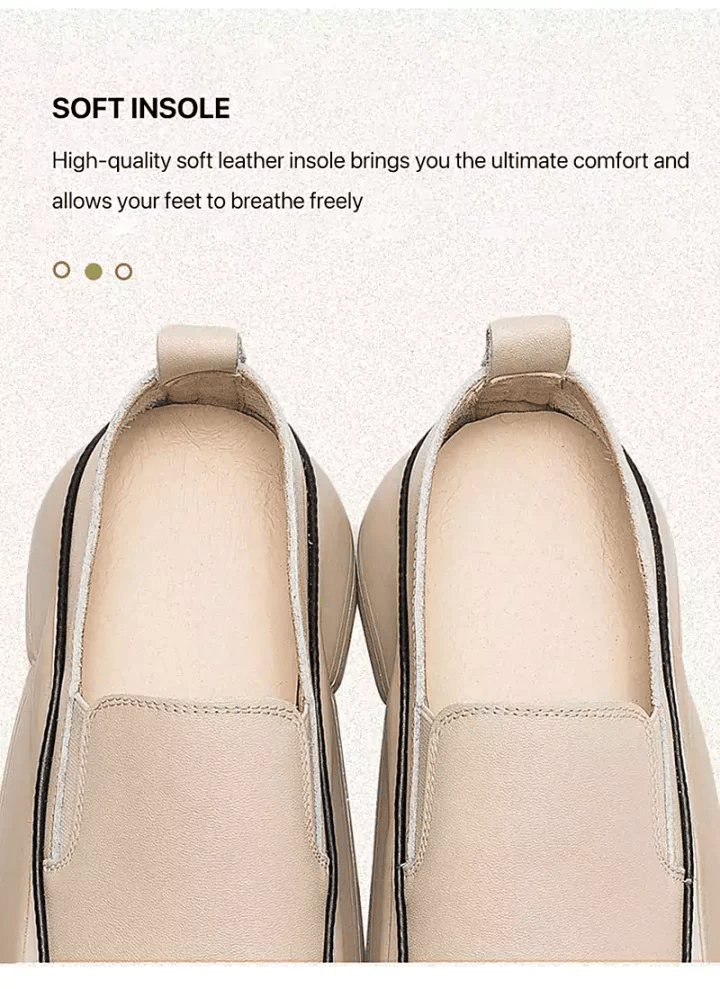 Casual Platform Slip On Loafers Women Green Beige