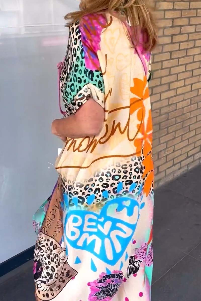 Boho Leopard Print Midcalf Dress Lightweight Casual